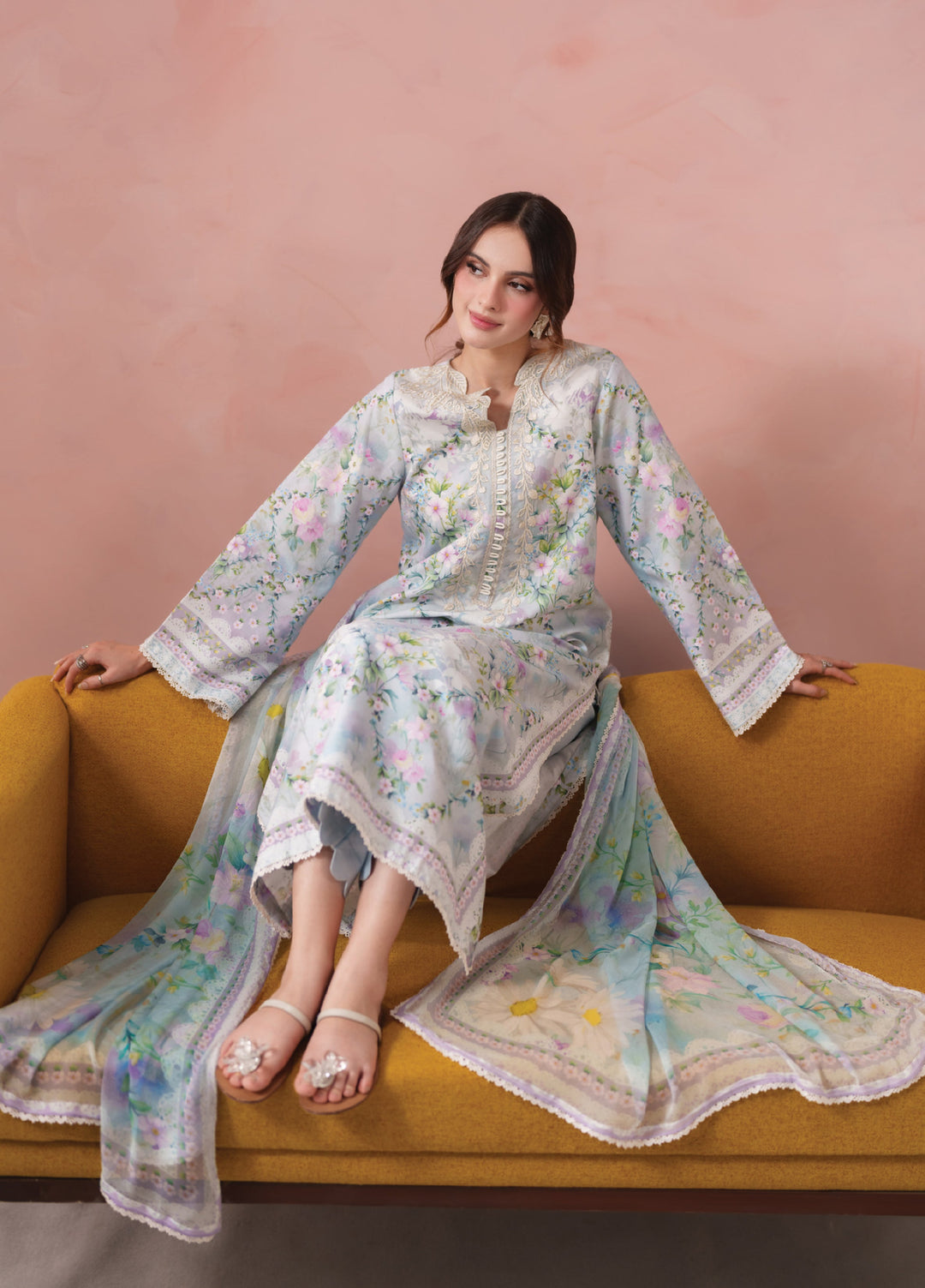 Summer Diary by Neeshay Unstitched Printed Lawn 3 Piece Suit NSH26SD Whispering Iris - Casual Collection