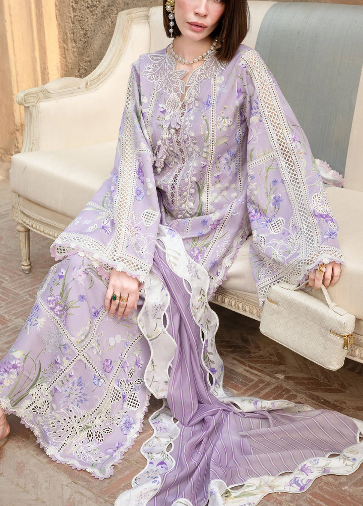 Flow by Crimson Unstitched Embroidered Lawn 3 Piece Suit CR26UFL D2 B-Lavender - Festive Collection