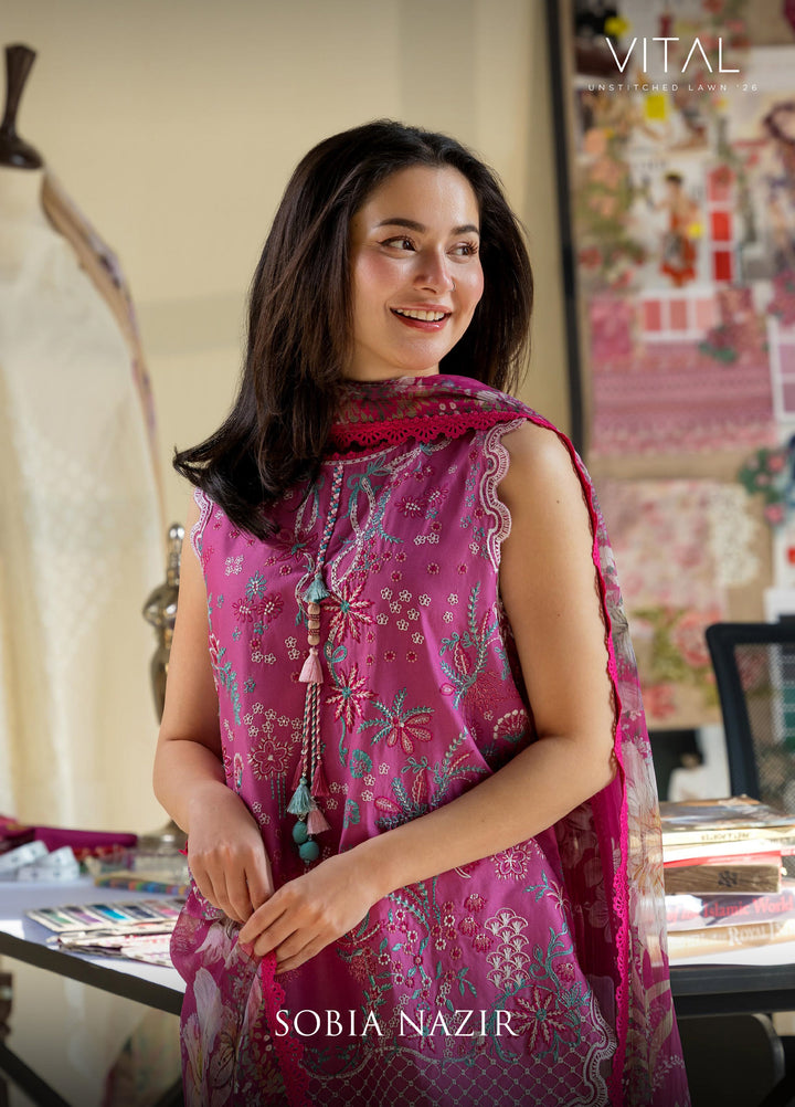 Vital by Sobia Nazir Unstitched Embroidered Lawn 3 Piece Suit SN26UVL 7B - Summer Collection
