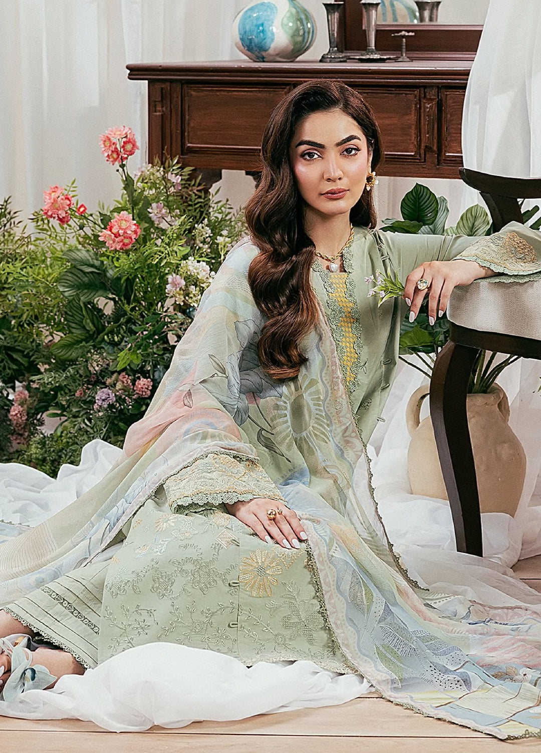 Zync by Florent Unstitched Embroidered Lawn 3 Piece Suit FL26ULZ FZ-8A - Summer Collection