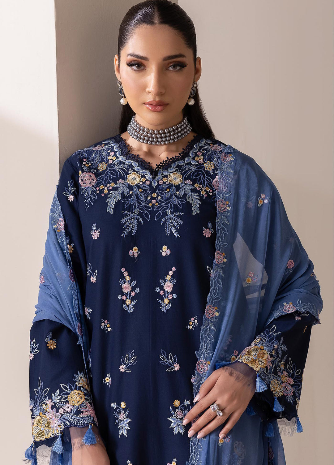 RajBari Exclusive Unstitched Embroidered Lawn 3 Piece Suit RB26UE D-7 - Summer Collection