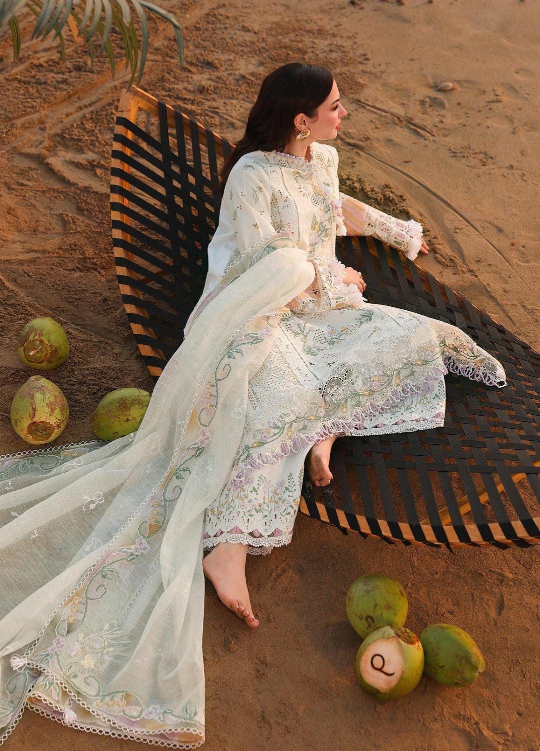 Sahil by Qalamkar Unstitched Embroidered Luxury Lawn 3 Pcs Suit QLK26US SA-10 Ilara - Summer