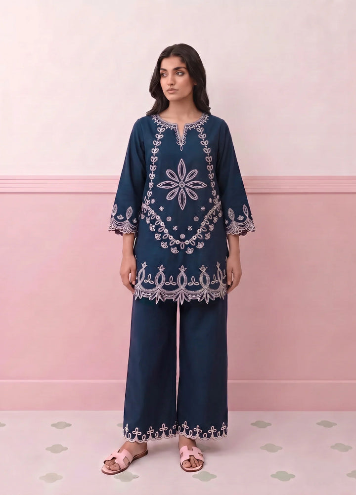 Scherezade Women RTW Embroidered Lawn Cotton 3 Piece Suit MIDNIGHT - Casual Collection
