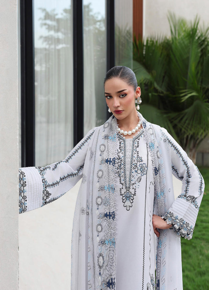 Q Line by Qalamkar Unstitched Embroidered Lawn 3 Piece Suit QLK26ULQ SAMIA QKL-3 - Festive Collection