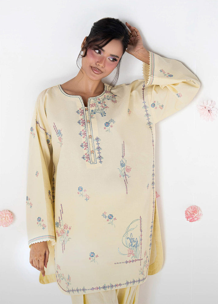 Blush N Bliss by Sahane Women RTW Embroidered Dobby Lawn 2 Piece Suit Honey Butter LP63008 Casual Collection