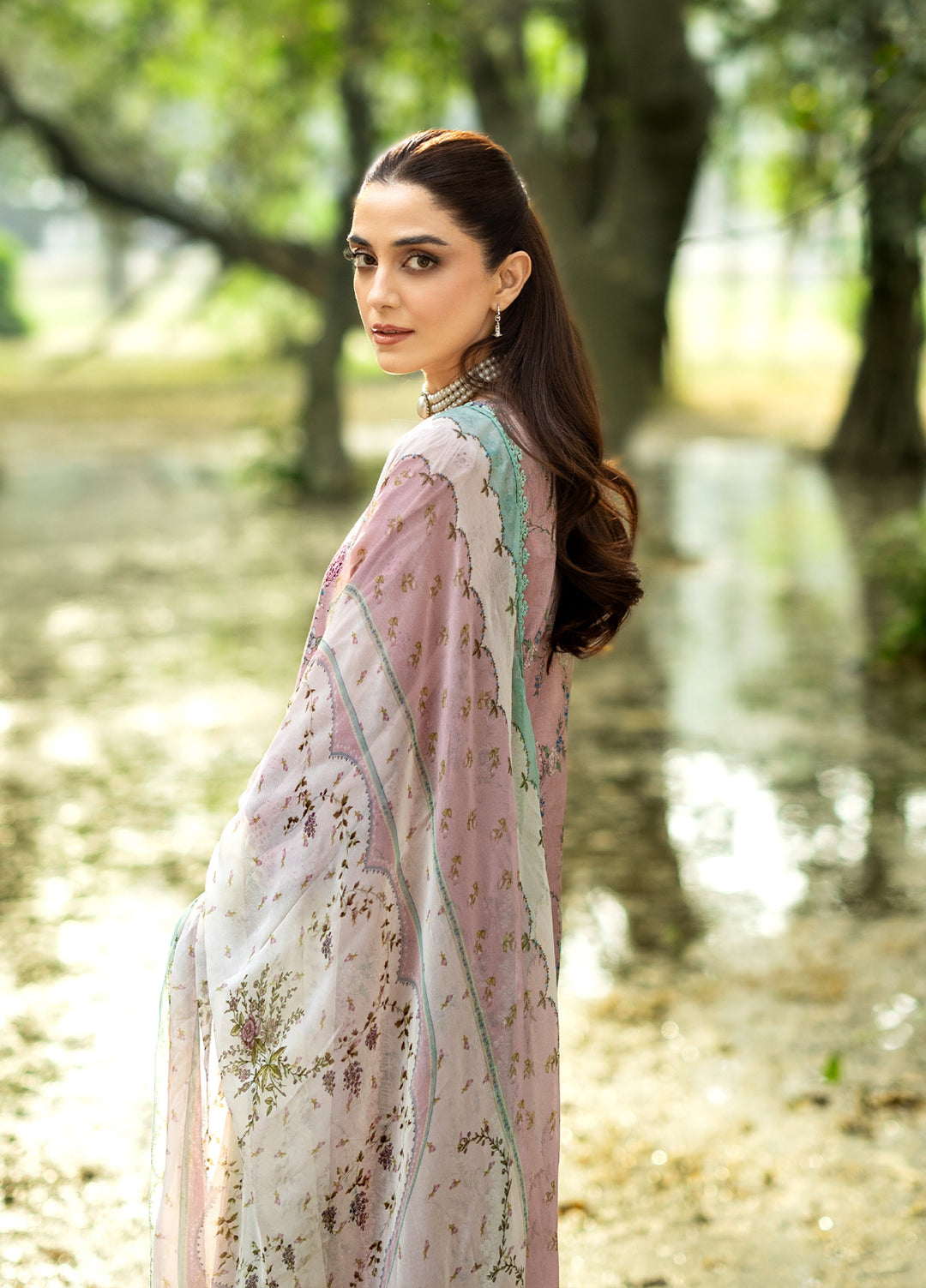 Elaf Premium Chikankari Unstitched Printed Lawn 3 Piece Suit EL26UPC ERC-8A SAHAA - Summer Collection