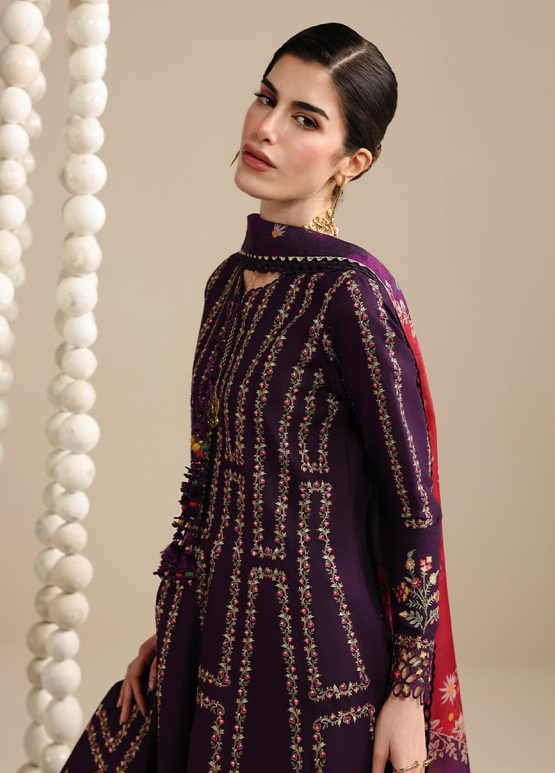 Iris by Jazmin Unstitched Embroidered Lawn 3 Piece Suit JZ26ULI IL26-D06 - Eid Collection