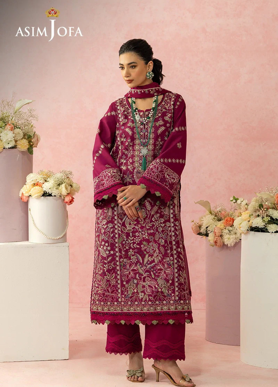 Asim Jofa Unstitched Embroidered Luxury Lawn 3 Piece Suit AJ26ULL AJULW-02 - Festive Collection
