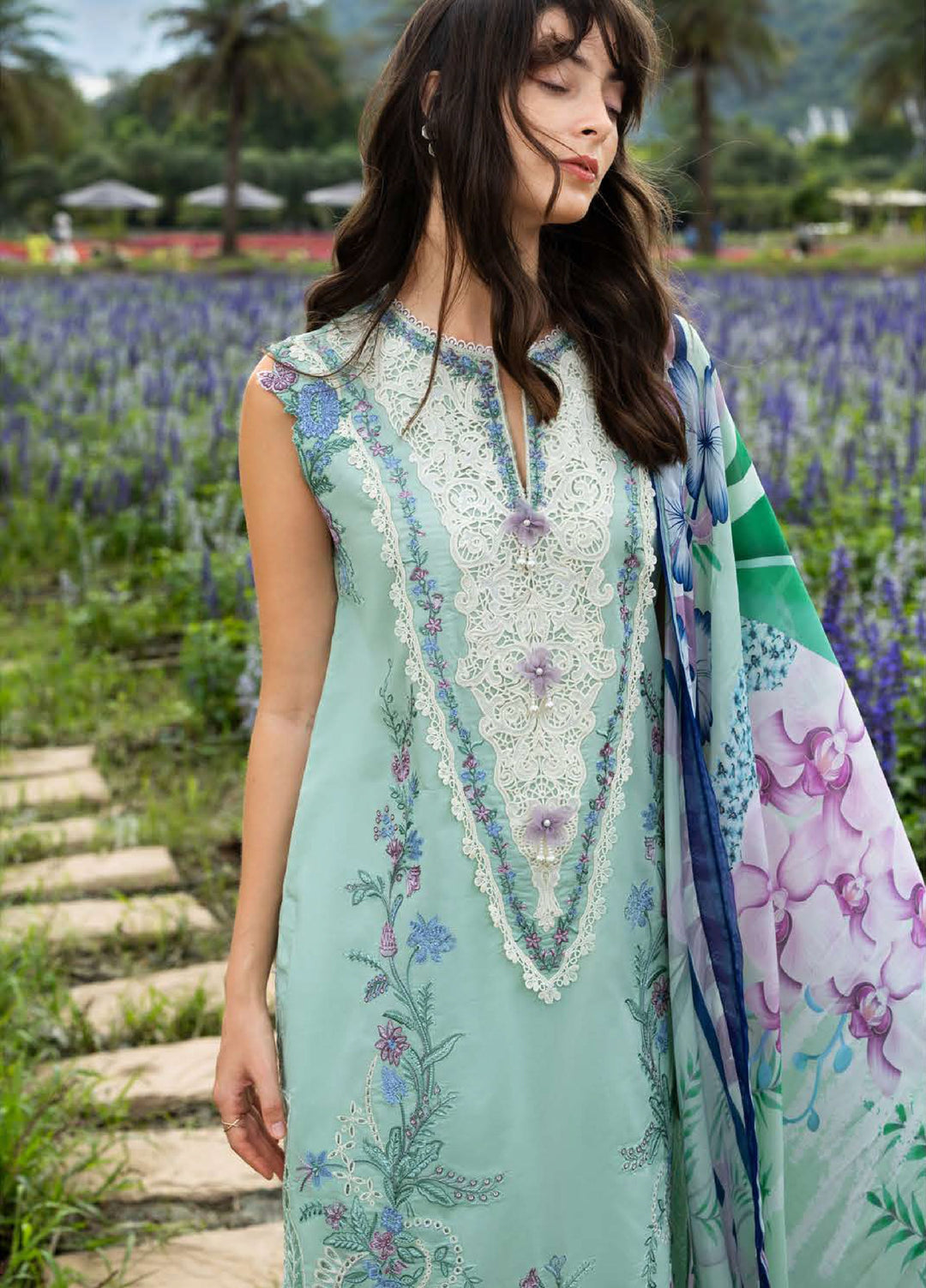 The Secret Garden by Mushq Hemline Unstitched Lawn 3 Piece Suit MU26USG D-17B Hummingbird Haven - Summer Collection