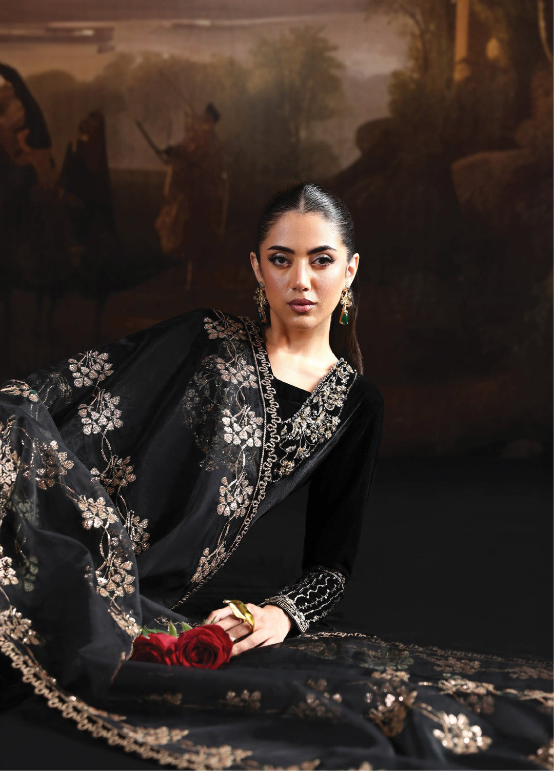 Lamour by Alizeh Fashion Unstitched Velvet Embroidered Suits 3 Piece AFB25LV D-05 Celeste - Festive Collection