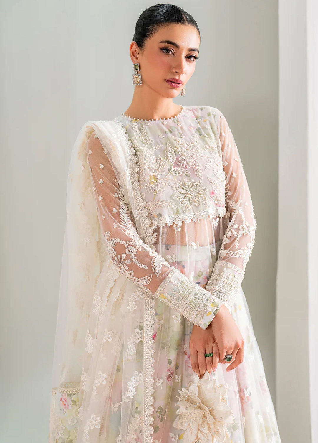 Chantelle by Baroque Unstitched Net Embroidered Suits 3 Piece BQ25FC UF-686 - Festive Collection