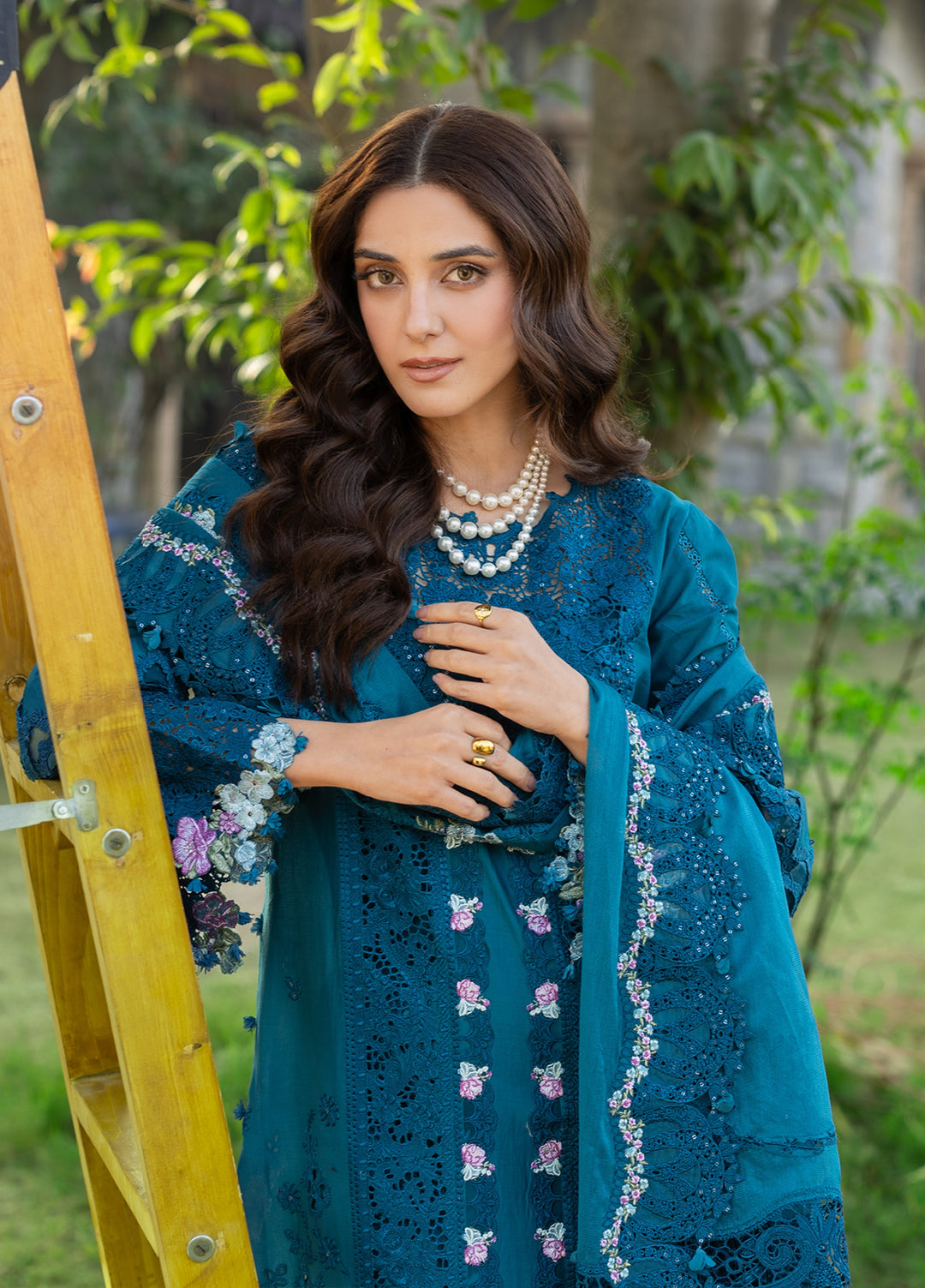 Elaf Premium Unstitched Embroidered Luxury Lawn 3 Piece Suit EL26UPL ELY-6 SAPPHIRE - Summer Collection