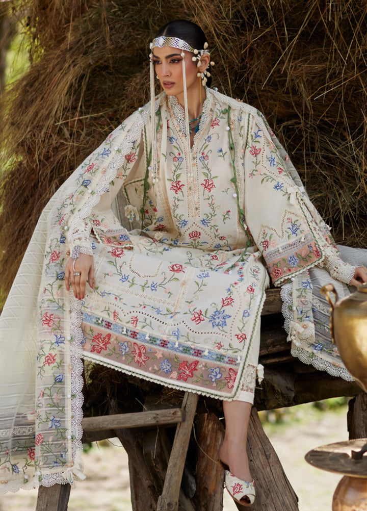 Kashmee Legacy by Elan Unstitched Embroidered Slub Lawn 3 Piece Suit EL26ULKL Sozraag EL26-03B - Festive Collection