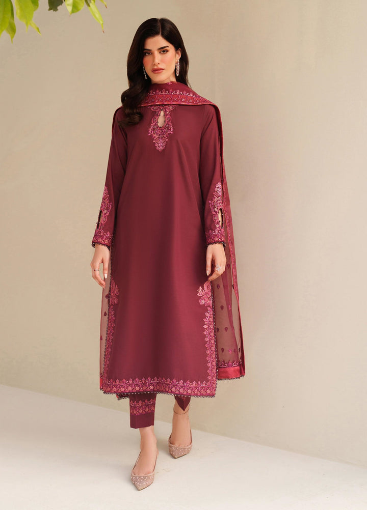 Tabeer by Zarif Unstitched Silk Embroidered 3 Piece Suit ZR26UT ZE-TS-01 MALIKA - Winter Collection