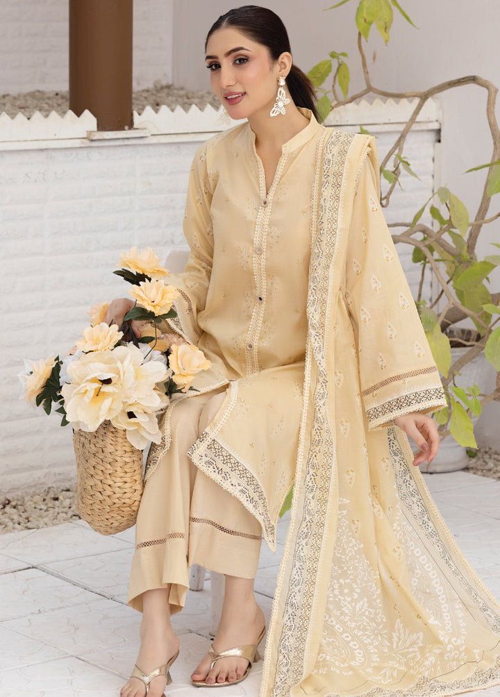Regalia Textiles Premium Printed Gold Paste Unstitched Lawn 3 Piece Suit RG26UPG D-5 - Summer Collection
