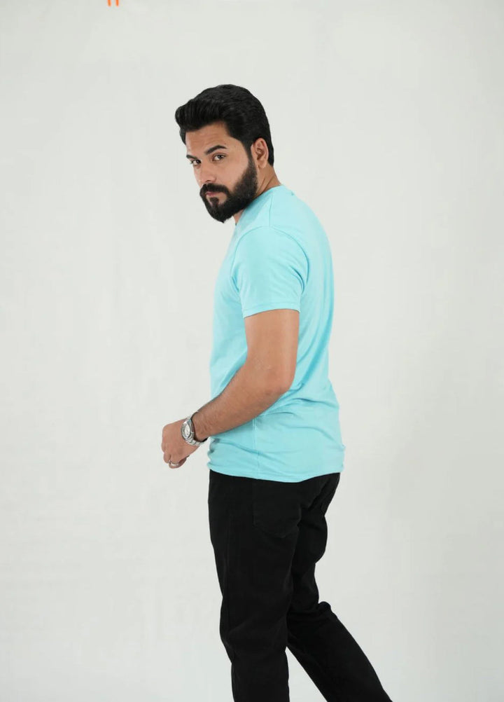 Mercato RTW Solids Cotton 1 Piece Sky Blue V Neck Shirt