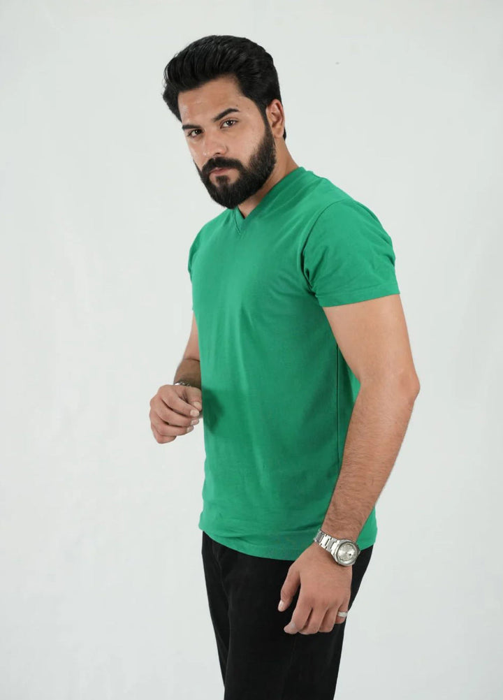 Mercato RTW Solids Cotton 1 Piece Green V Neck Shirt
