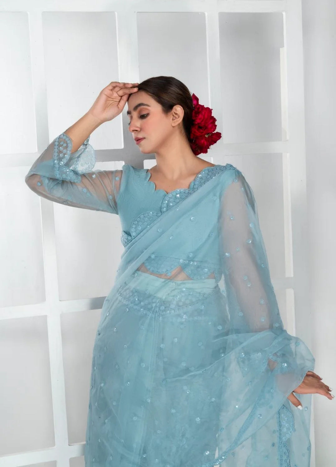 Luxe by Imran Aftab Unstitched Embroidered Organza Saree Suit IASC 29 - Festive Collection