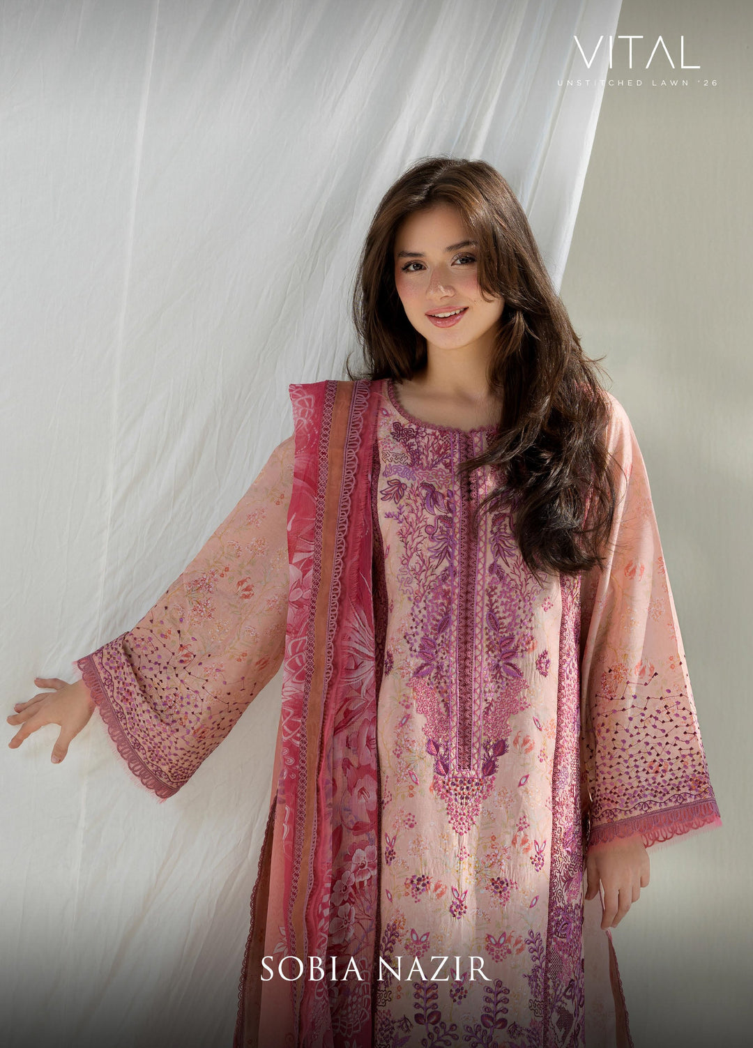 Vital by Sobia Nazir Unstitched Embroidered Lawn 3 Piece Suit SN26UVL 5B - Summer Collection