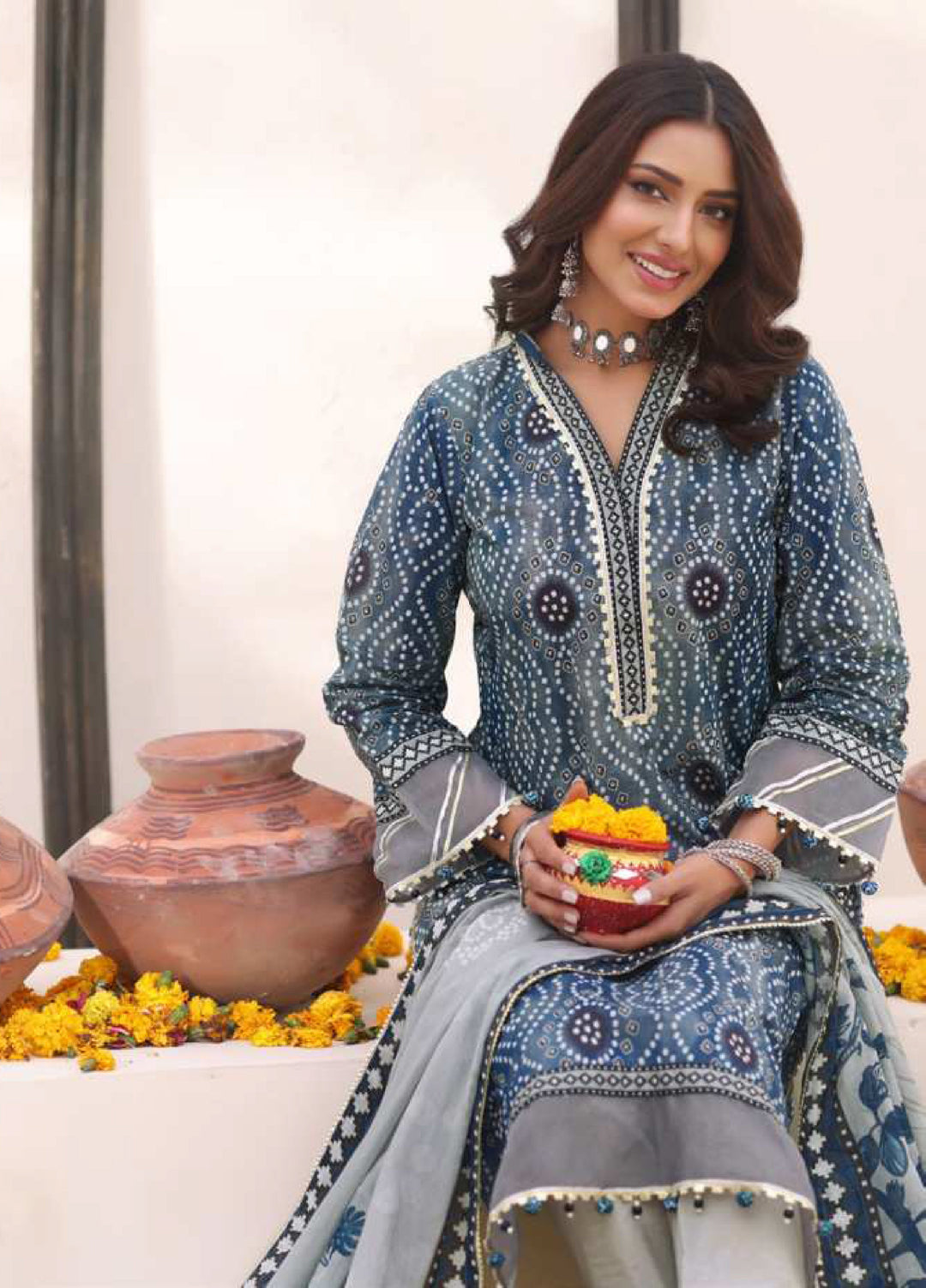 Heritage Series by AL Zohaib Unstitched Printed Chunri Lawn 3 Piece Suit AZ26UCH D-7 - Festive Collection