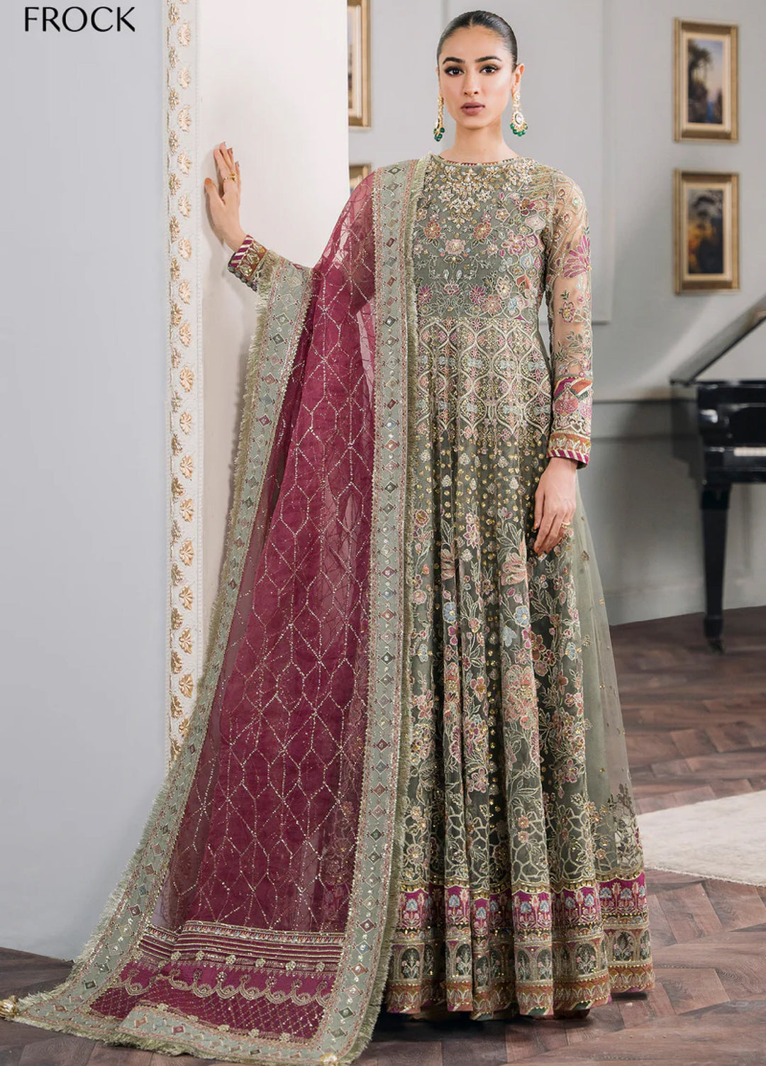 Chantelle by Baroque Unstitched Net Embroidered Suits 3 Piece BQ25FC CH12-02 - Festive Collection