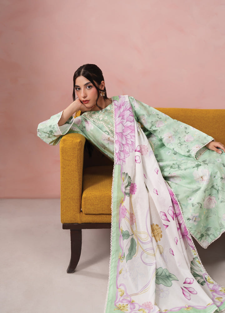 Summer Diary by Neeshay Unstitched Printed Lawn 3 Piece Suit NSH26SD Mint Reverie - Casual Collection