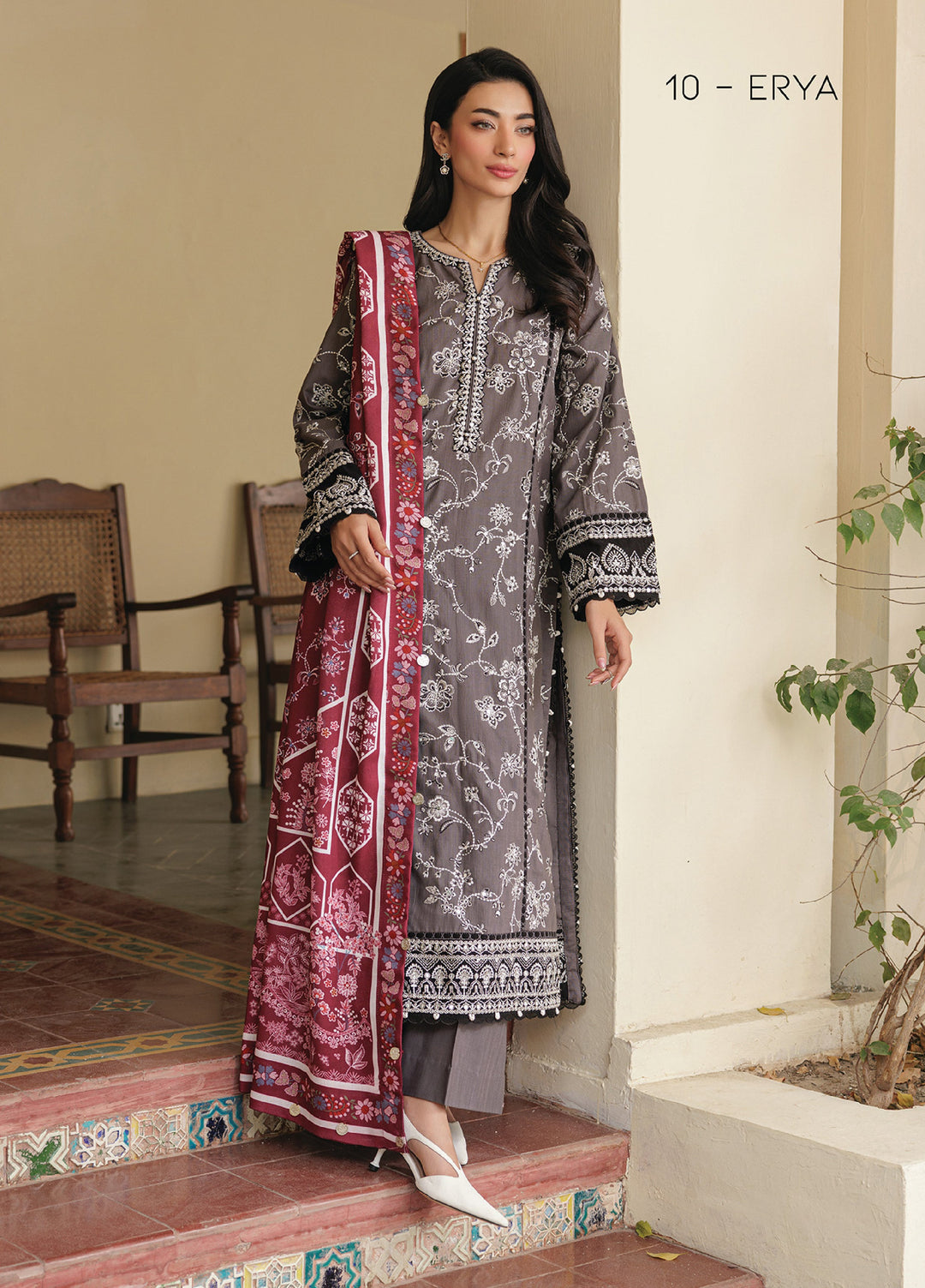 Xenia Unstitched Slub Khaddar Unstitched Embroidered Suits 3 Piece XE25SK D-10 Erya - Winter Collection