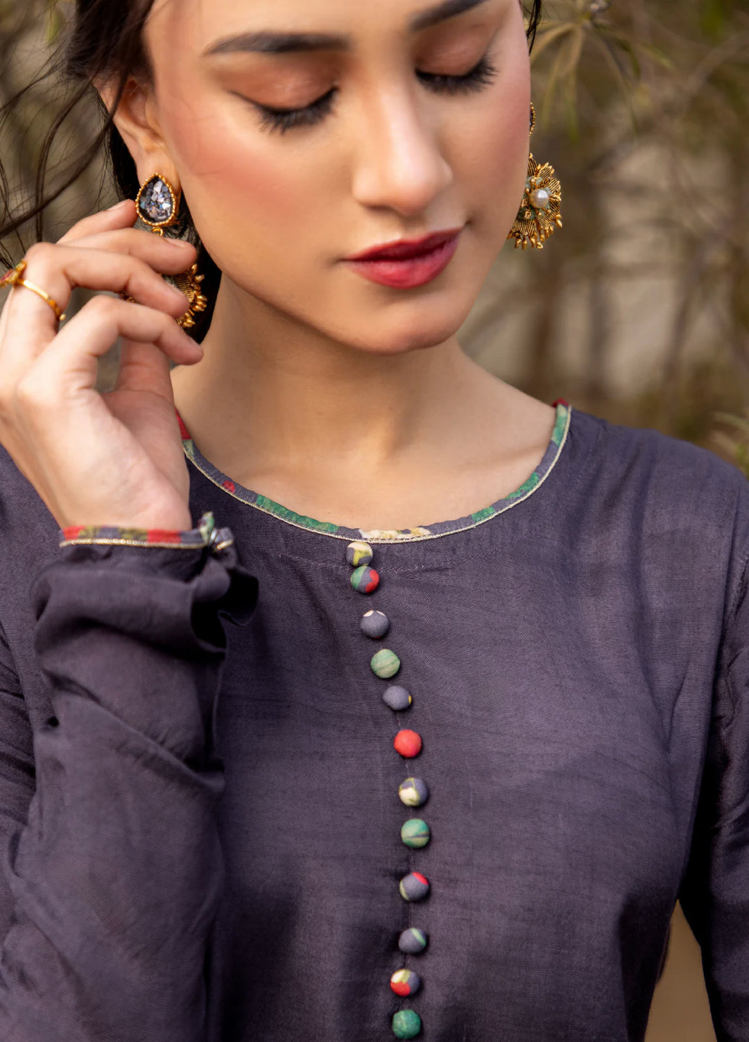 Dareecha by Daak RTW Printed Cotton Silk 3 Piece Suit AKS-G ANITA AKS-G-S - Festive Collection