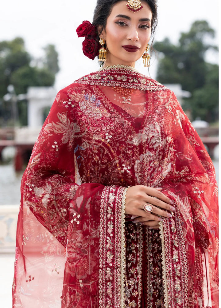 Ember by Aylin Unstitched Organza Embroidered Suits 3 Piece AYL25EF D6-Scarlet - Festive Collection