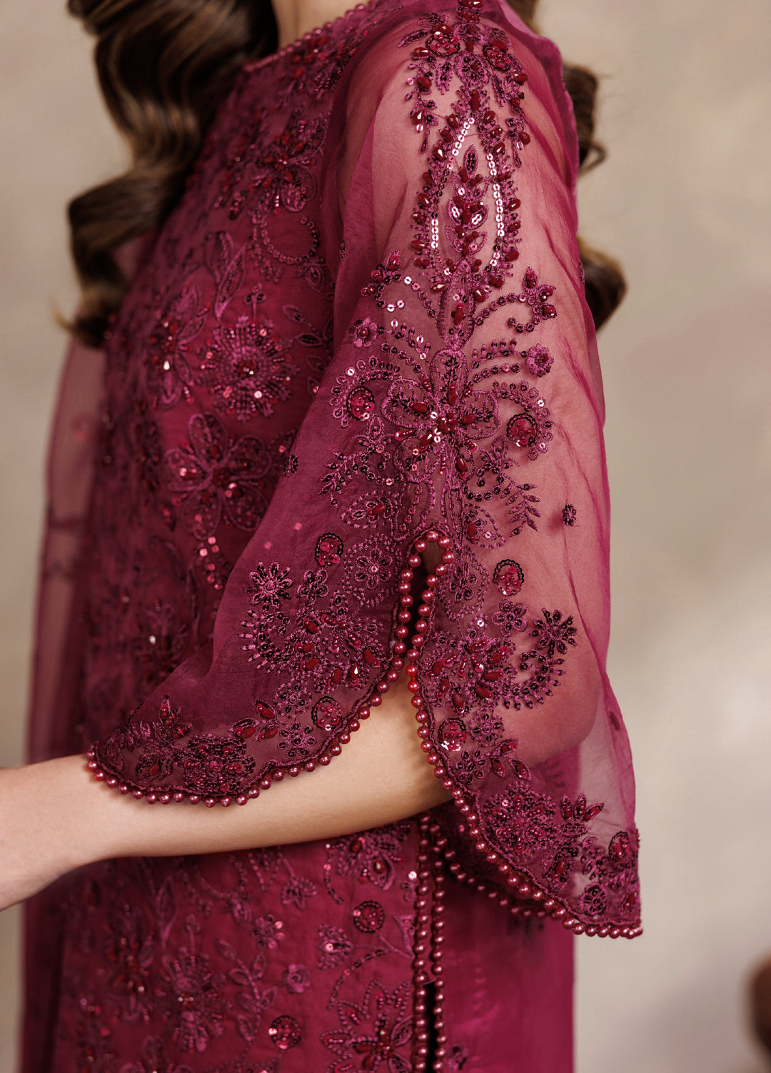 Zaryah by Zarif Unstitched Embroidered Organza 3 Piece Suit ZR26UZF ZF-ZYR-SURKH-01 - Festive Collection