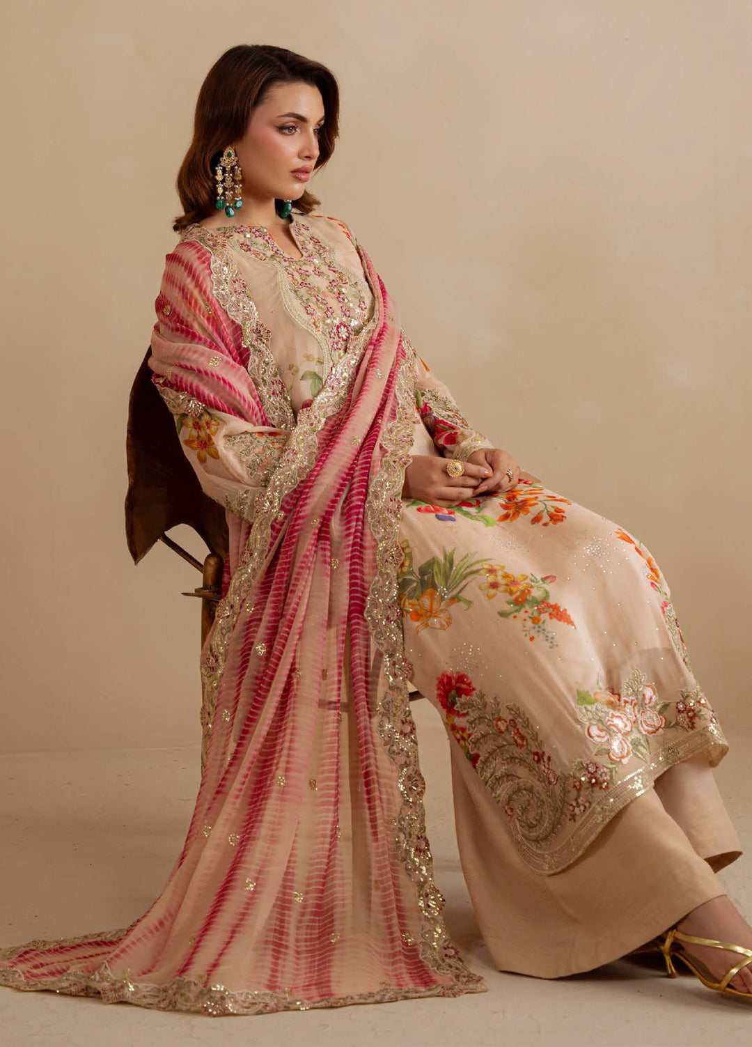Amaya by Nureh Unstitched Luxury Chiffon Embroidered 3 Piece Suit NU26UA AM-34 - Festive Collection