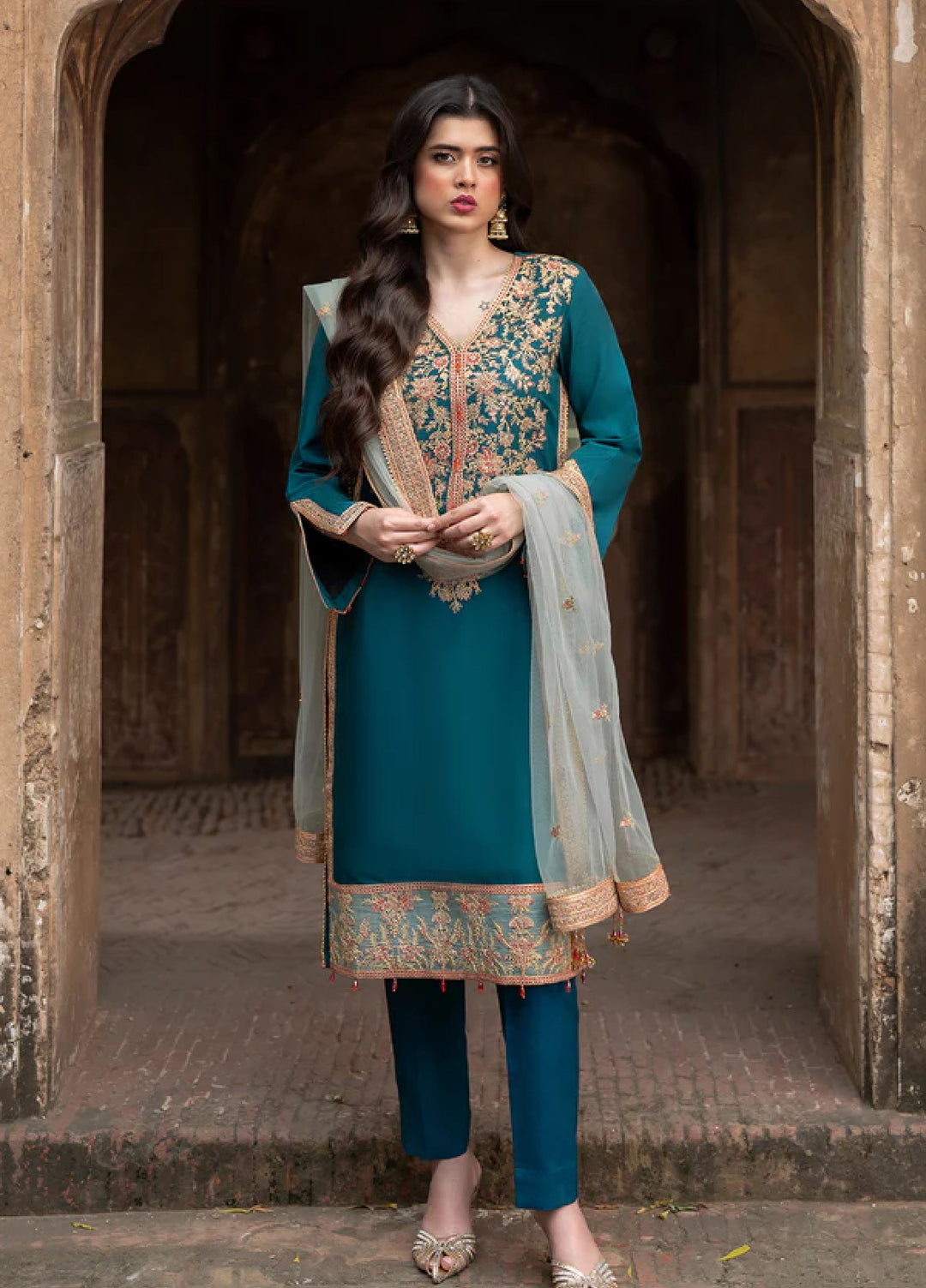 Zaria by Meeral Pret Embroidered Raw Silk 3 Piece Luxe - Festive Collection
