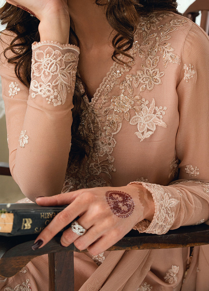 Eid Ensembles by Azure Unstitched Embroidered Chiffon 3 Piece Suit AZ26UEE ES-135 Cosmic Blush - Eid Collection