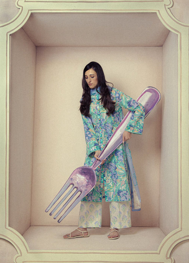 Coco by Zara Shahjahan Unstitched Printed Lawn 3 Piece Suit CZS26UPL ELARIS-6B - Summer Collection