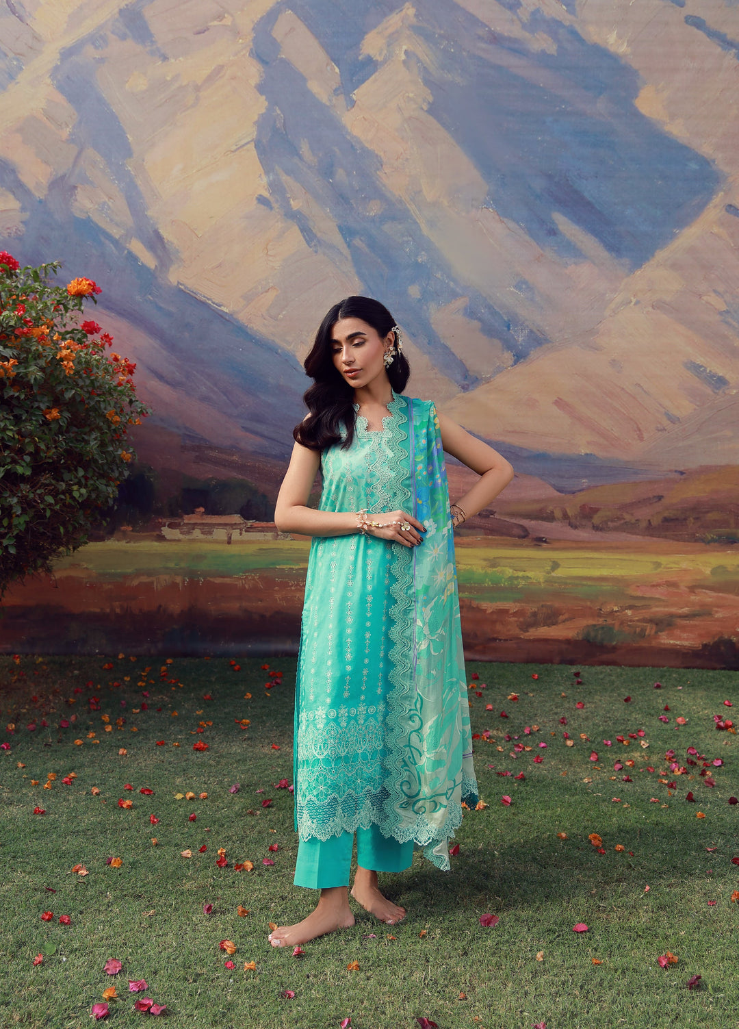Mirha by Sahar Unstitched Embroidered Lawn 3 Piece Suit SS1-26-43 Turquoise Drift  - Summer Collection