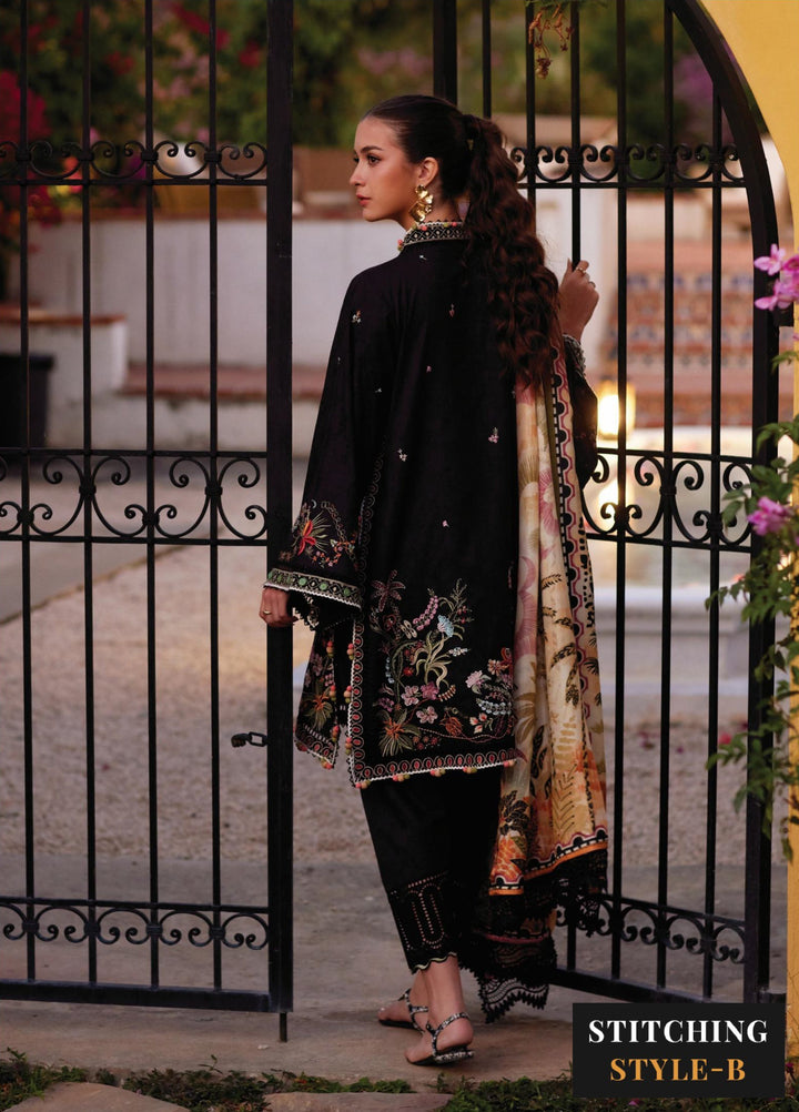 Farah Talib Aziz Unstitched Embroidered Lawn 3 Piece Suit FTA26UL FTA-03 BLANCA BLACK - Summer