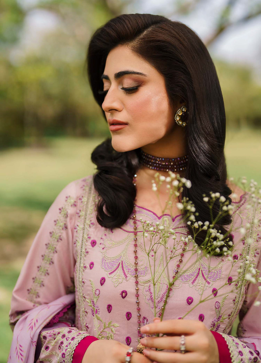 Shurooq Unstitched Luxury Lawn Embroidered 3 Piece SQ25 D-03 Bloom - Festive Collection