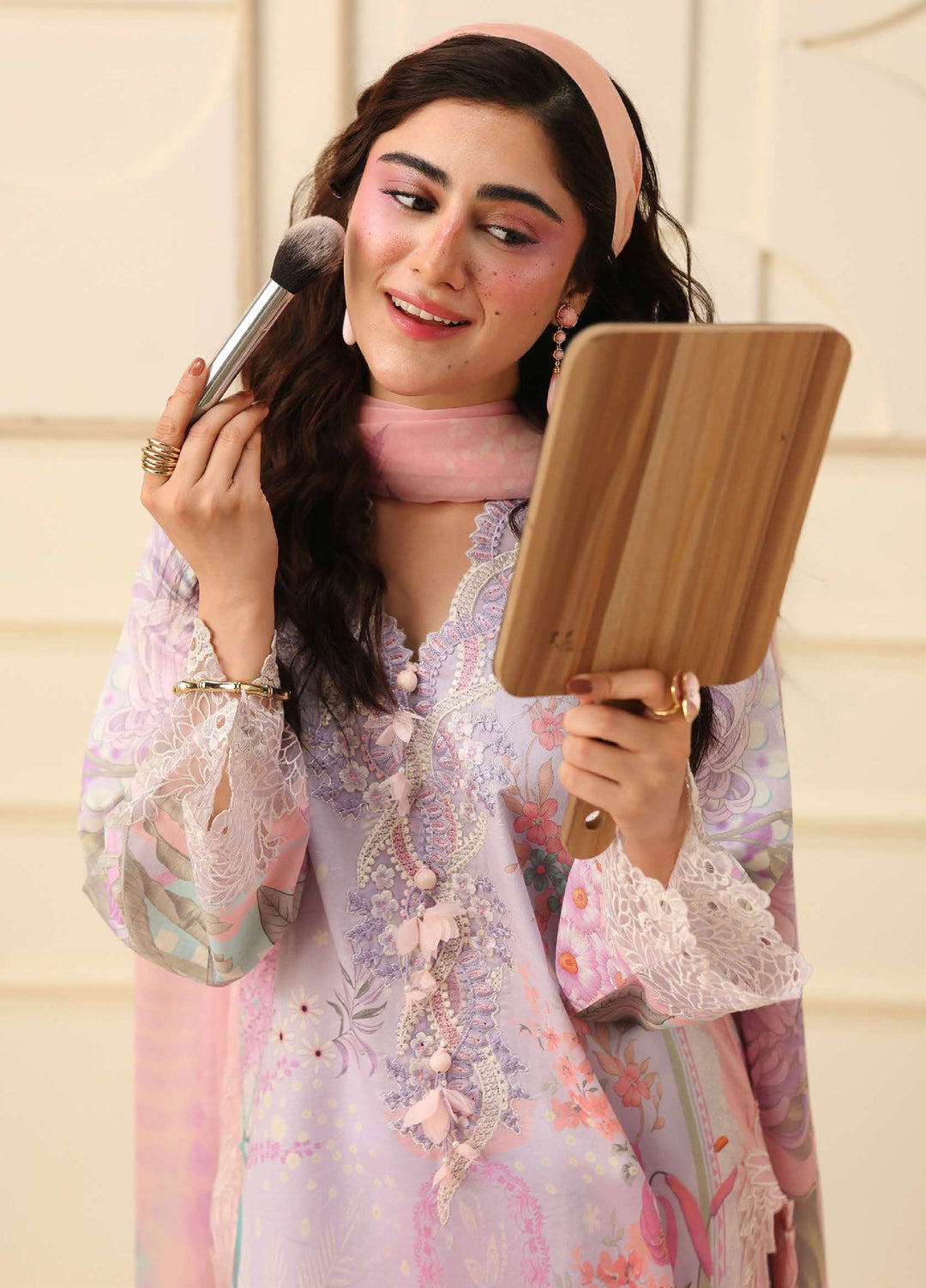 Soleil Hemline by Mushq Unstitched Printed Lawn 3 Piece Suit MU26USL Flora Amour HUNSS260310 - Festive Collection