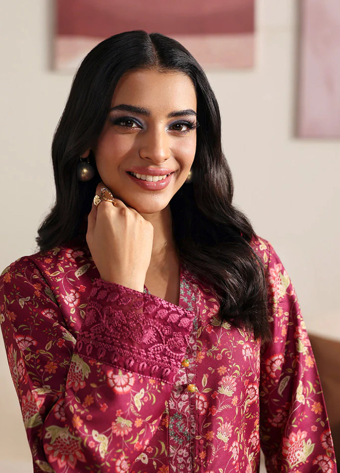 Basics by Gulaal Pret Embroidered Poly Lawn 3 Piece PL-11 Cerise - Summer Collection