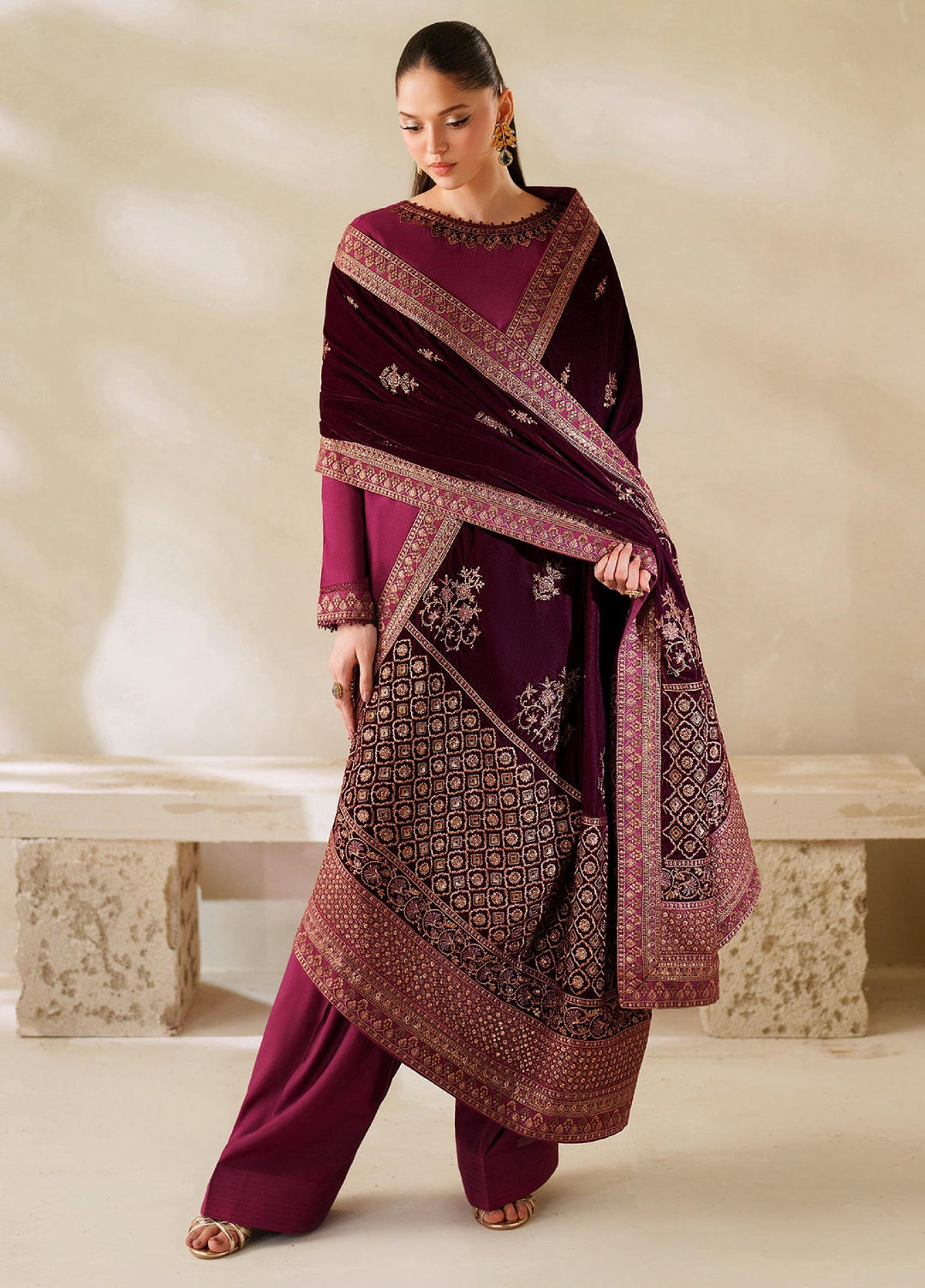 Zarif Velvet Shawls 1 Piece ZRF25VS ZRF-VS-02 - Festive Collection