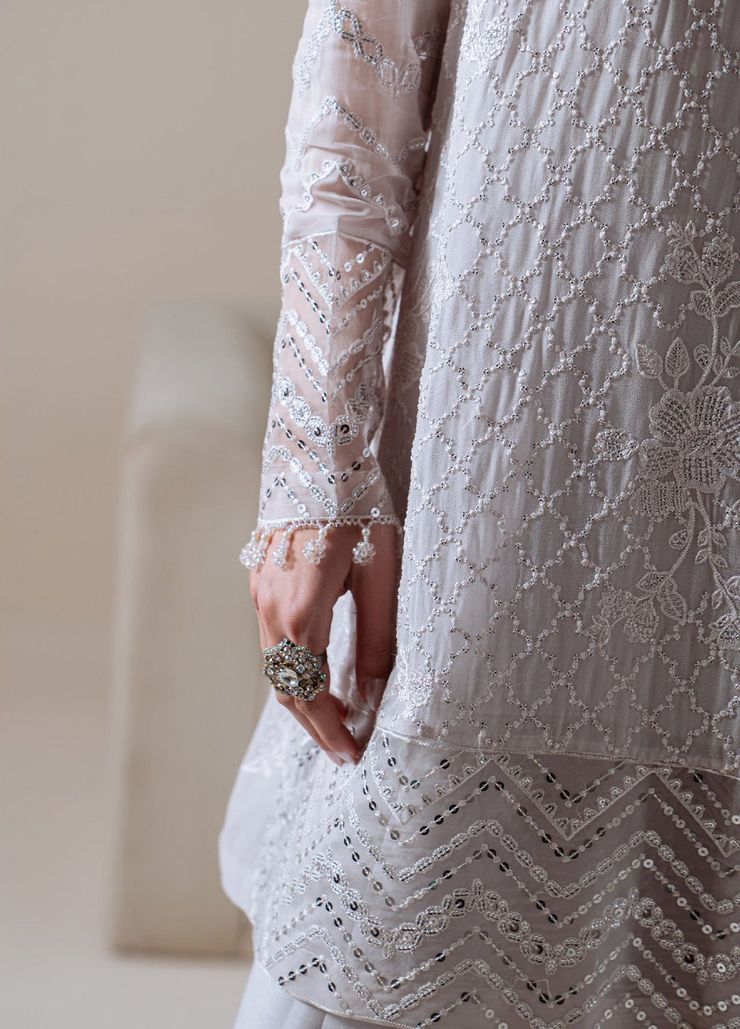 Luxe Atelier by Cross Stitch Unstitched Embroidered Chiffon 3 Piece Suit CS26ULA D-4 Moonlit Mist - Festive Collection