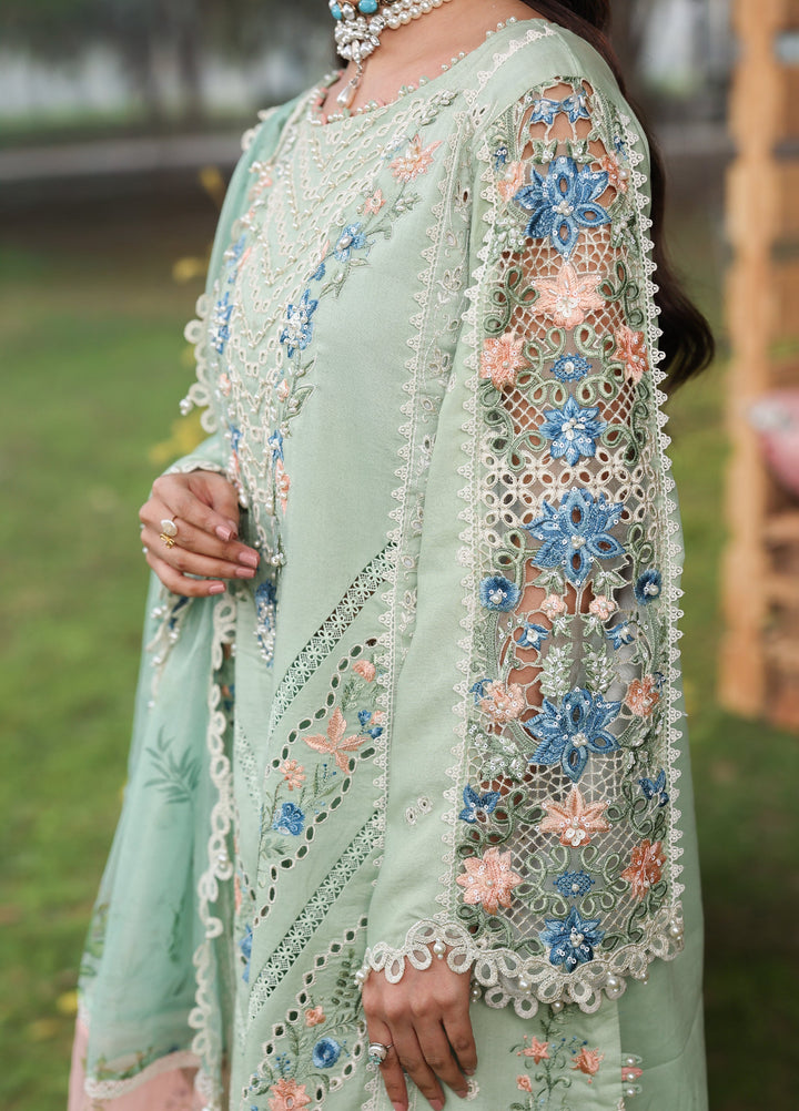 Tales of Petals by Sardinia Unstitched Embroidered Luxury Lawn 3 Pcs Suit SRD26UTP D-2 Summer Sage - Festive