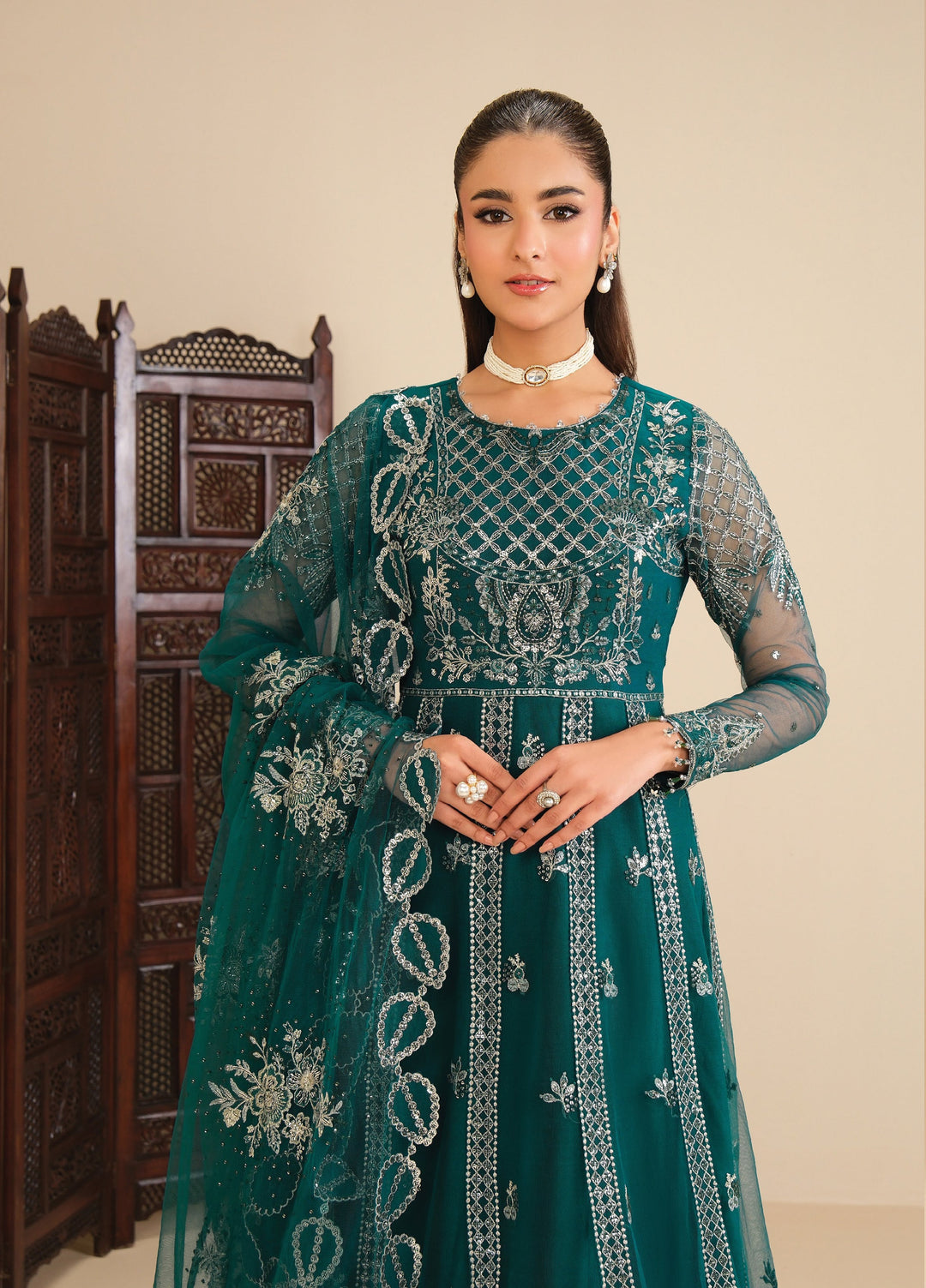 Alizeh Fashion Unstitched Embroidered Net 3 Piece Suit AF26UNF AF-NT-2261-JANAAN - Festive Collection