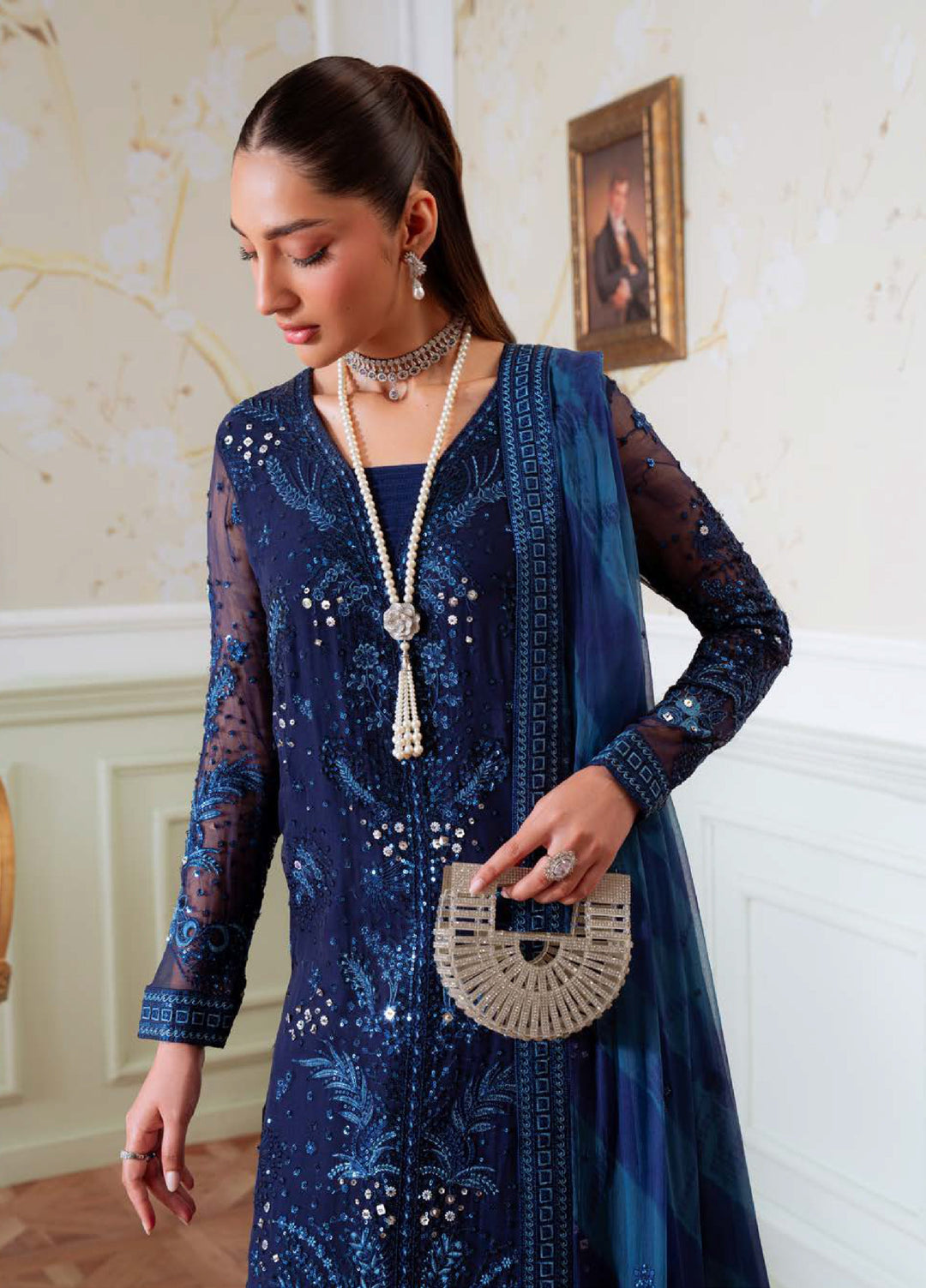 Elanora by Nureh Embroidered Unstitched Luxury Chiffon 3 Piece Suits NU25EC NEL-79 - Festive Collection