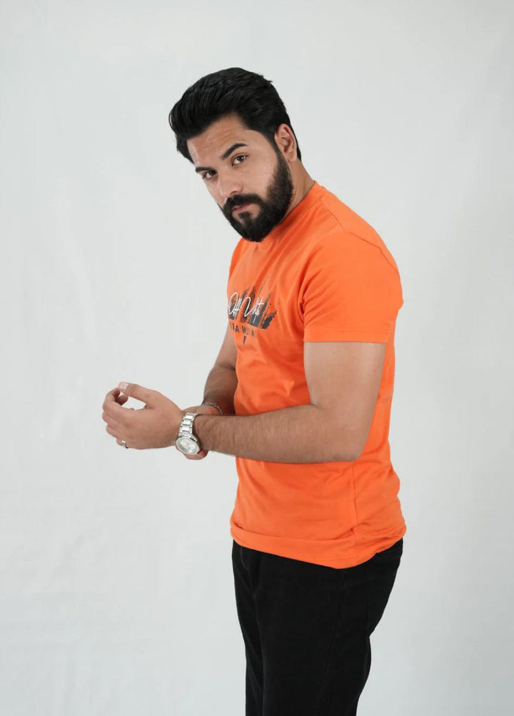 Mercato RTW Solids Cotton 1 Piece Round Neck Orange Shirt