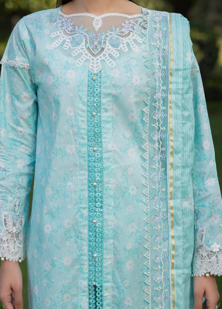 Al Zohaib Applique Kari Unstitched Embroidered Lawn 3 Piece Suit AZ26UAL D-08 - Casual Collection