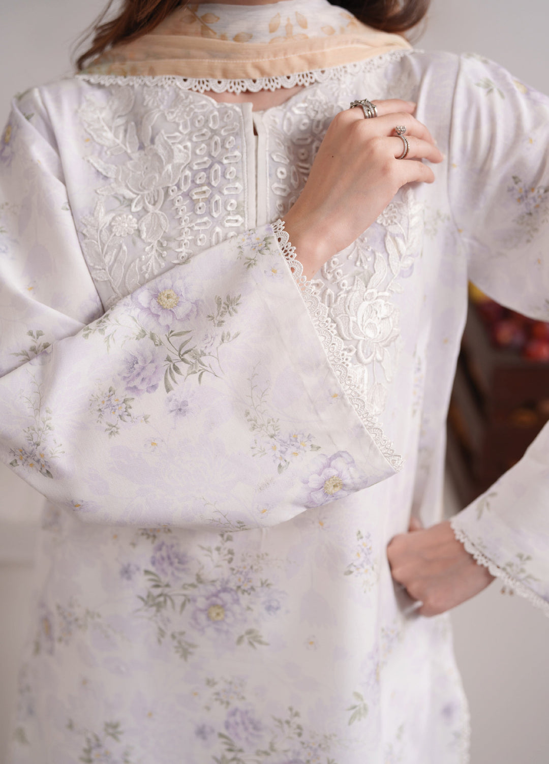 Summer Diary by Neeshay Unstitched Printed Lawn 3 Piece Suit NSH26SD Ivory Bloom - Casual Collection