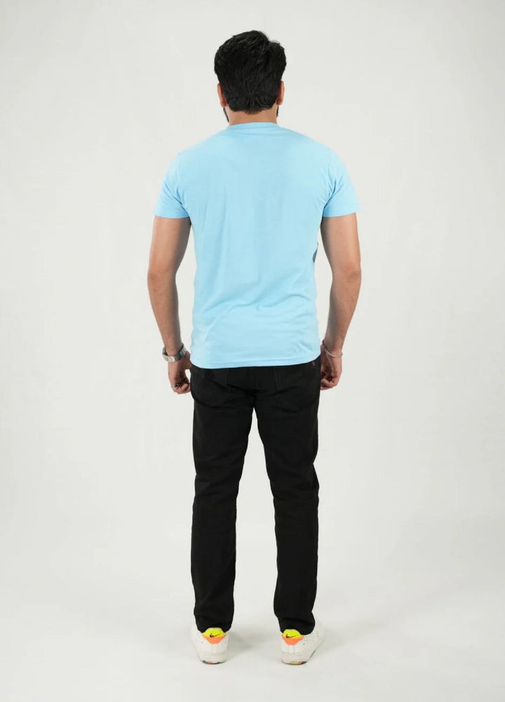 Mercato RTW Solids Cotton 1 Piece Round Neck Sky Blue Shirt