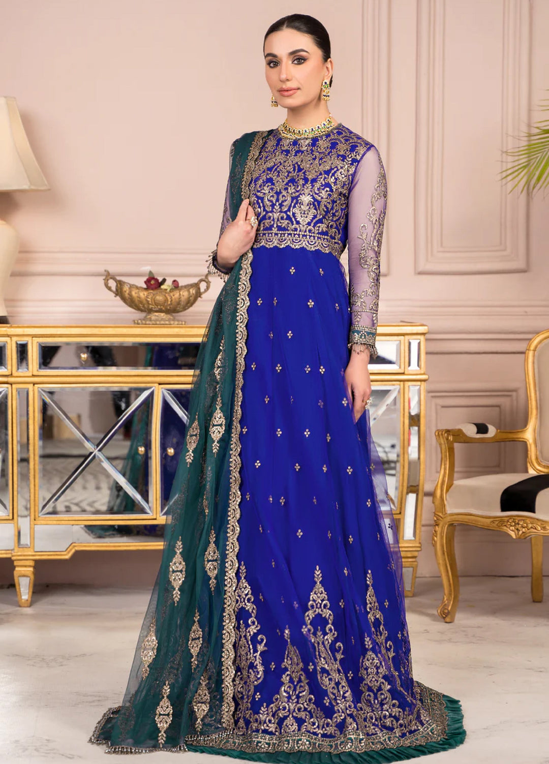 Zarif Women Unstitched Embroidered Net 3 Piece Suit ZR26UFC ZA 09 ROYAL - Festive Collection