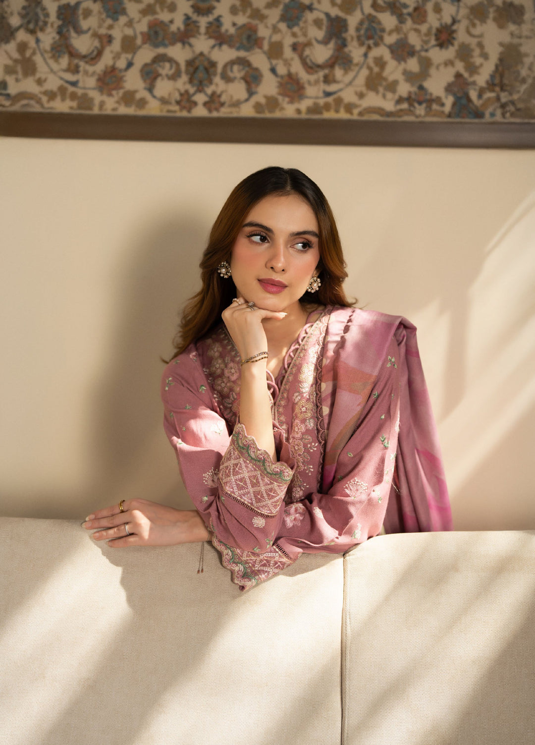 Neeshay Winter Reverie Unstitched Karandi Embroidered Suits 3 Piece NSH25WR Peonette - Winter Collection